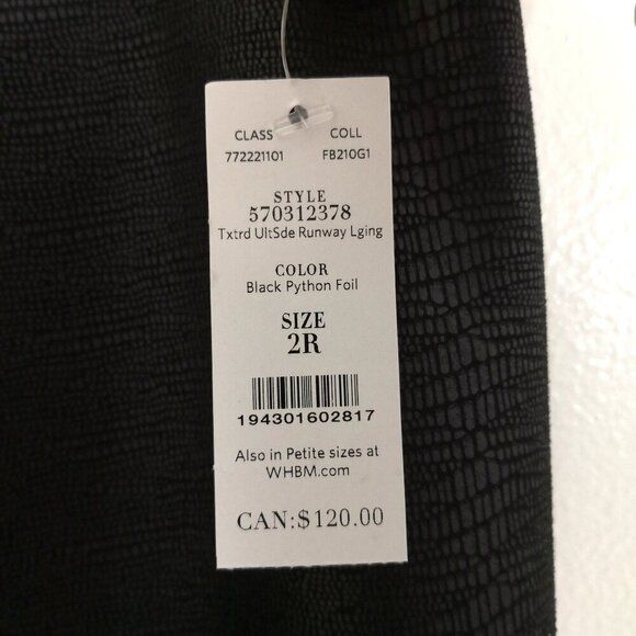 WHBM Black Python Foil Print Runway Leggings Size 2R - Picture 5 of 7